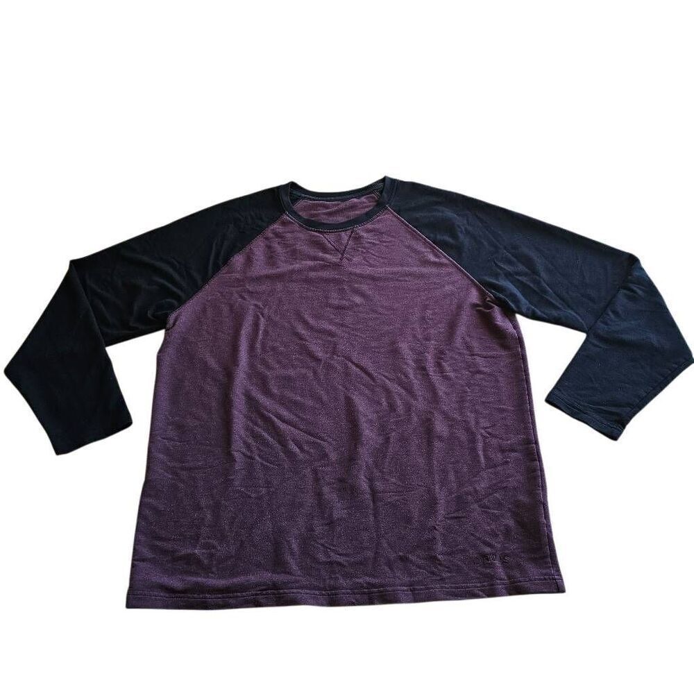 Orvis mens Sz L Maroon burgundy black raglan long sleeve shirt